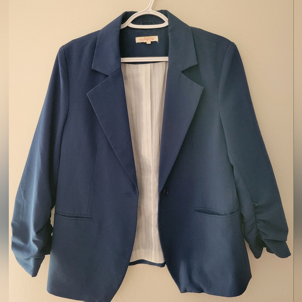 Blue oversized blazer jacket